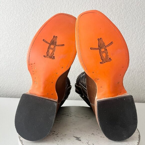 Lane RODEO HOUSTON Mens Cowboy Boots 9.5 Brown Leather Western Blunt Toe - Picture 11 of 14